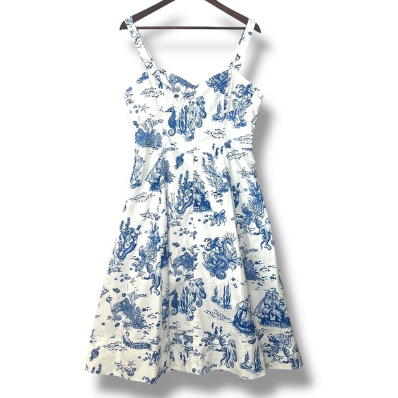 Avec Les Filles Dresses & Skirts - NEW Avec Les Filles Dress Size 12 Blue‎ White Nautical Mermaid Ocean Beach Midi